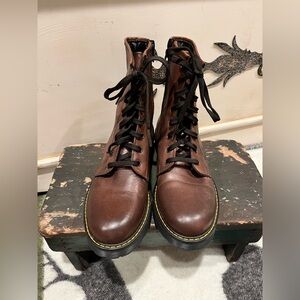 Made in Italy espresso leather combat boots